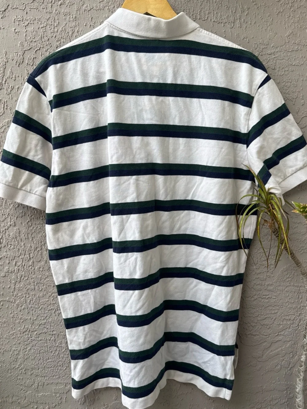 Ralph Lauren White Polo with Green & Navy Stripes and Red Pony